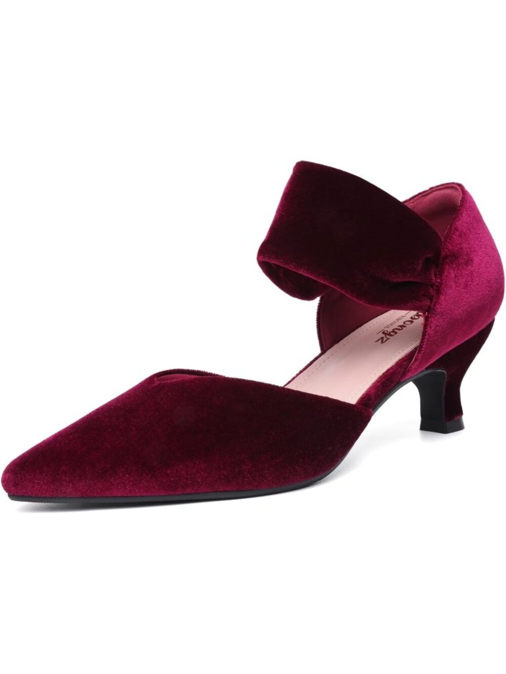〽️Women's Burgundy Kitten Low Heels Pointed Toe Closed Comfortable Slip On Shoes